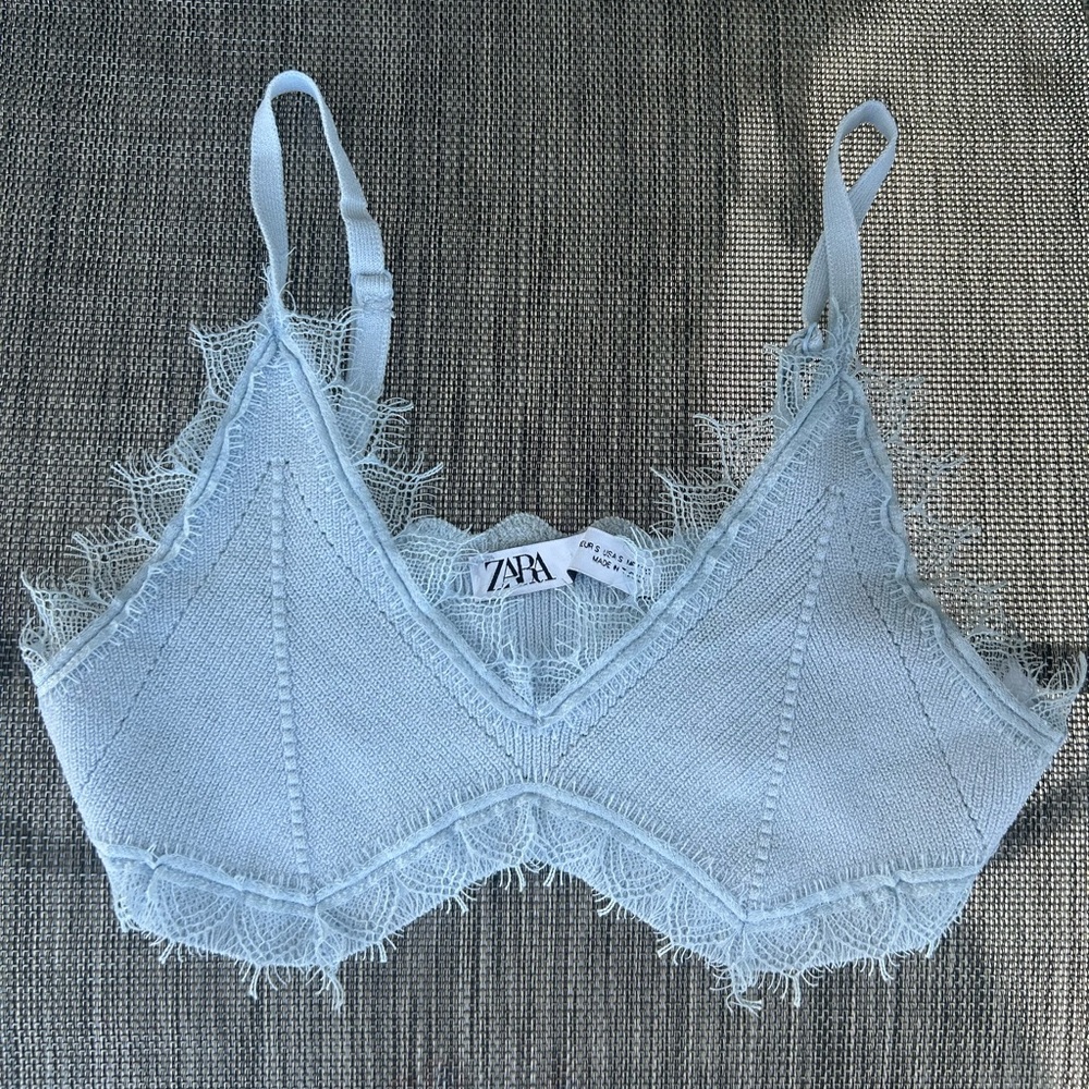 Zara light blue lacy bralette